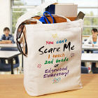 Can't Scare Me Teacher Personalized Canvas  Tote Bag